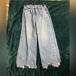 American Eagle super high rise baggy wide leg jeans.